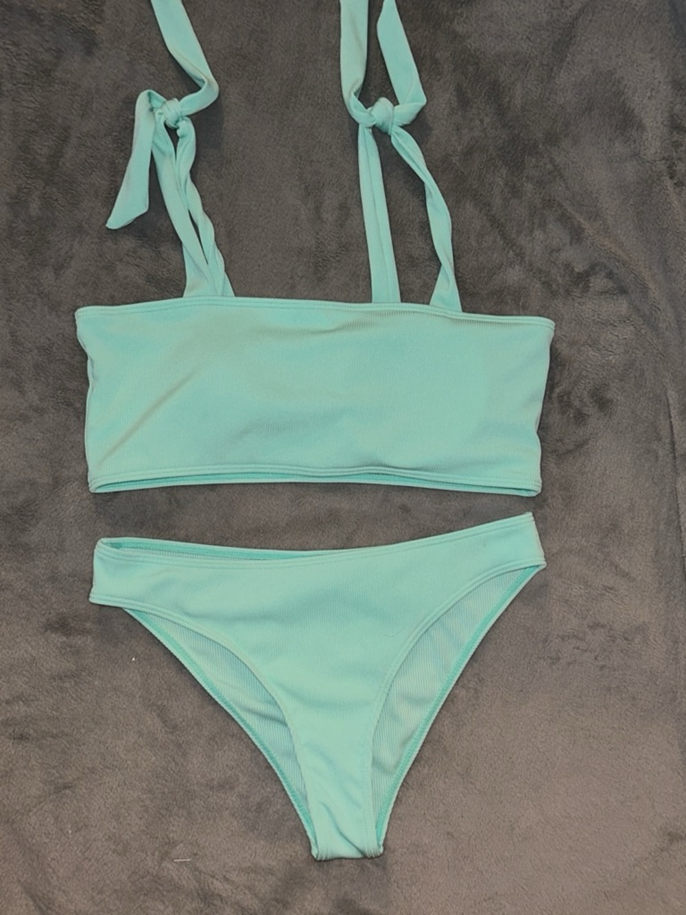 Ribbed Tie-Strap Bikini Set